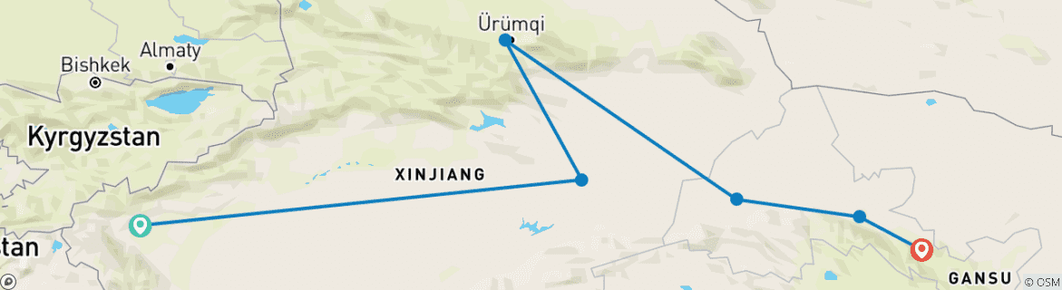 Karte mit der Reiseroute