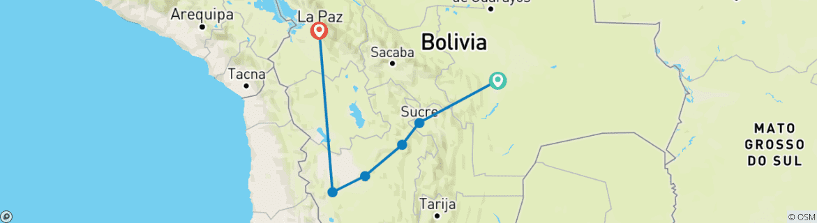 Image d'une carte montrant l'itinéraire du circuit