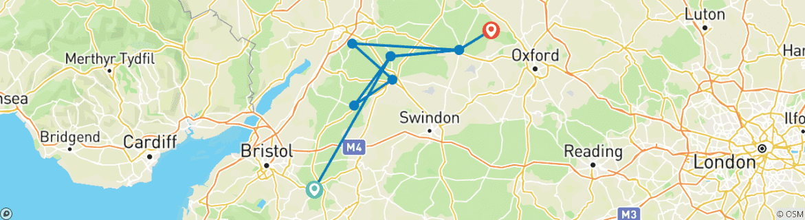 Image d'une carte montrant l'itinéraire du circuit