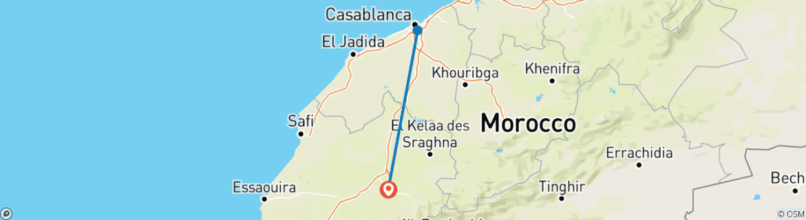 Image d'une carte montrant l'itinéraire du circuit