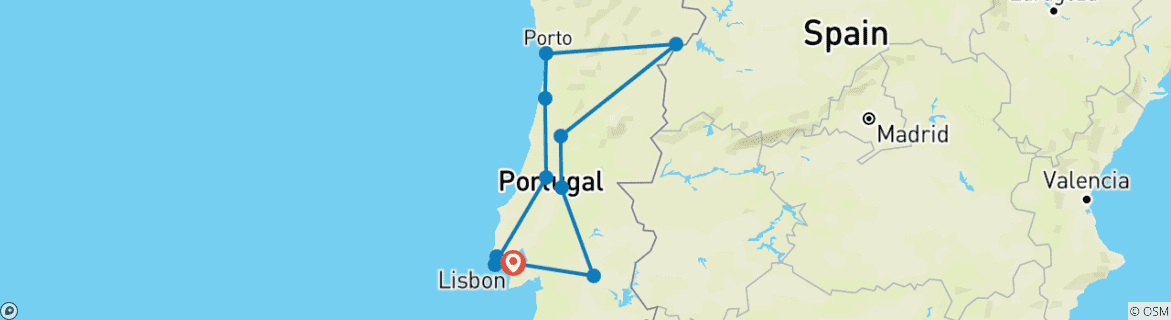 Mapa de Semana Clásica de Portugal - 7 días