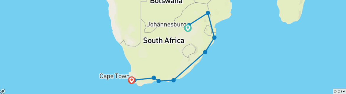 Image d'une carte montrant l'itinéraire du circuit