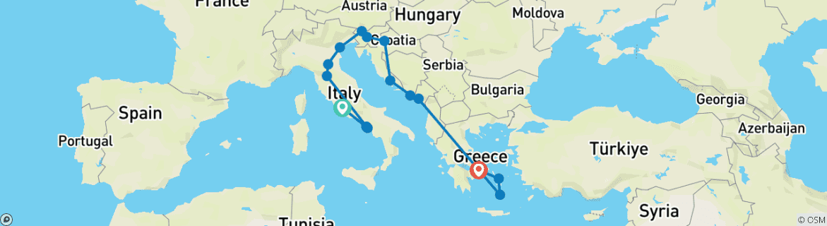 Image d'une carte montrant l'itinéraire du circuit