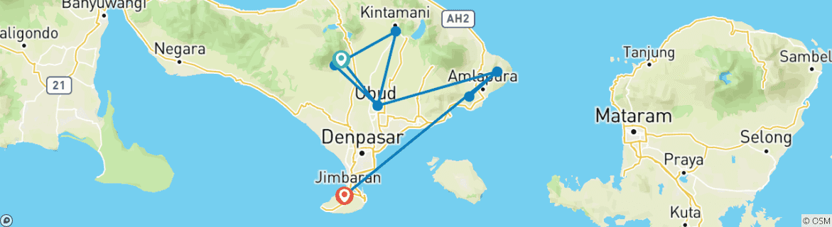 Image d'une carte montrant l'itinéraire du circuit