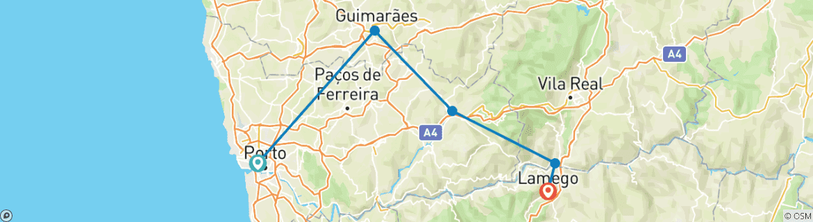 Karte mit der Reiseroute