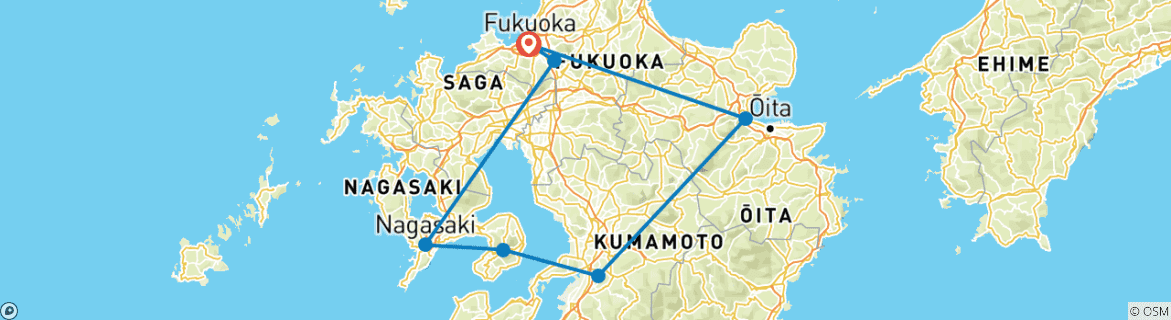 Image d'une carte montrant l'itinéraire du circuit