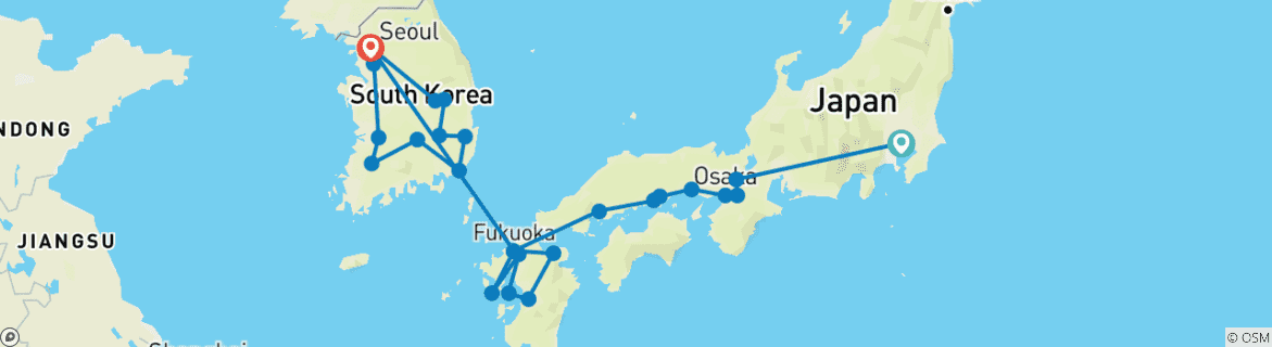 Image d'une carte montrant l'itinéraire du circuit