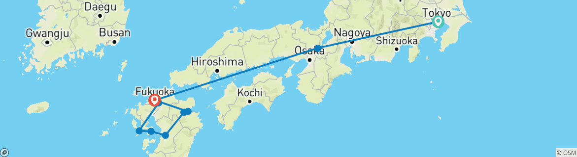 Karte mit der Reiseroute