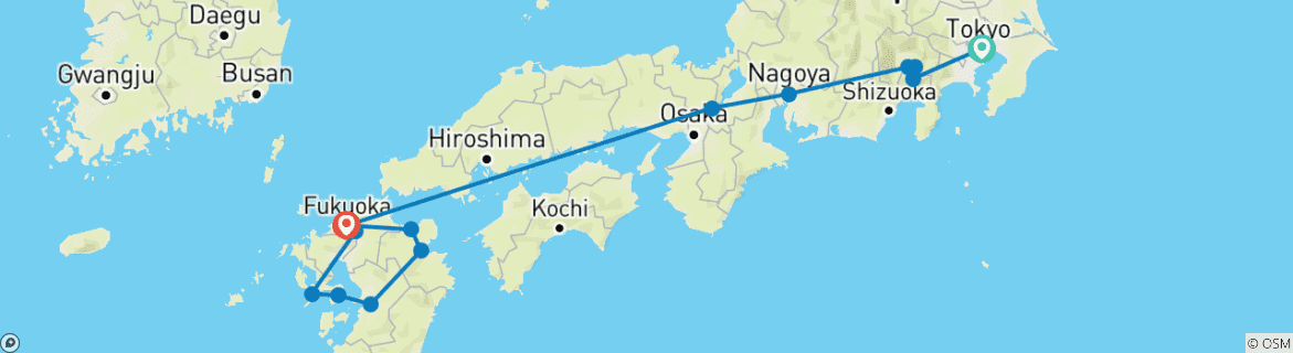 Karte mit der Reiseroute