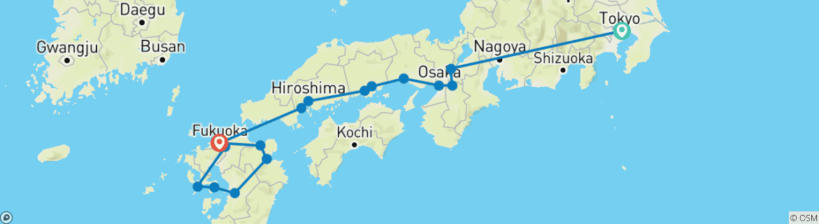 Image d'une carte montrant l'itinéraire du circuit