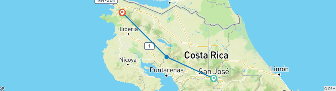 Image d'une carte montrant l'itinéraire du circuit