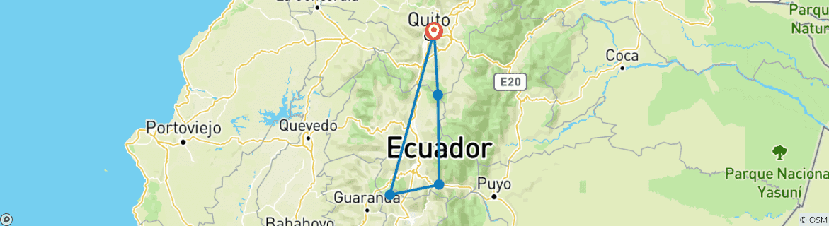 Karte mit der Reiseroute