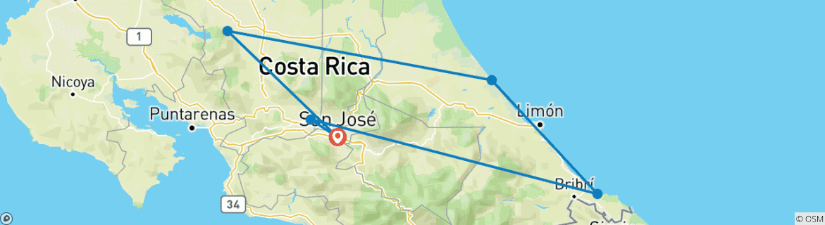 Image d'une carte montrant l'itinéraire du circuit
