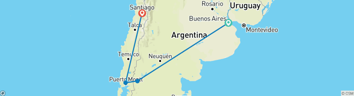 Image d'une carte montrant l'itinéraire du circuit