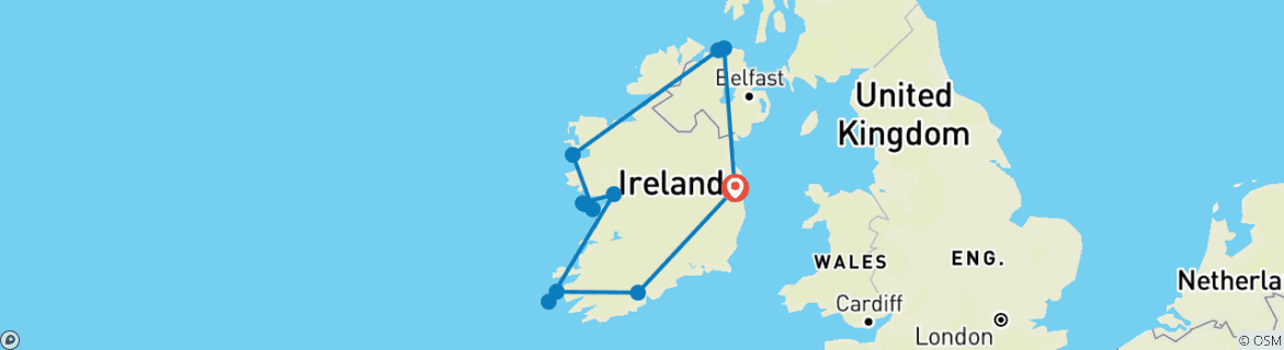 Karte mit der Reiseroute