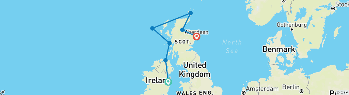 Foto van een kaart met de route van de rondreis