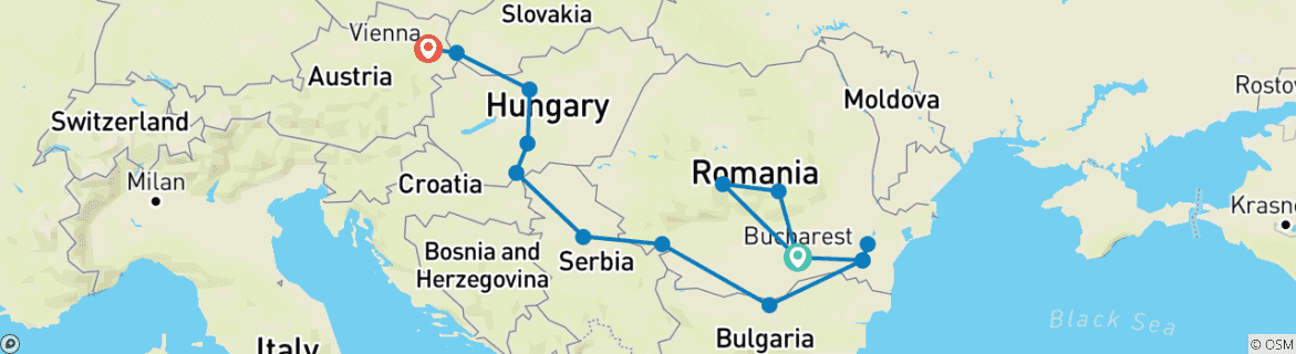 Karte mit der Reiseroute