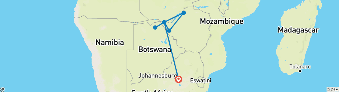 Image d'une carte montrant l'itinéraire du circuit