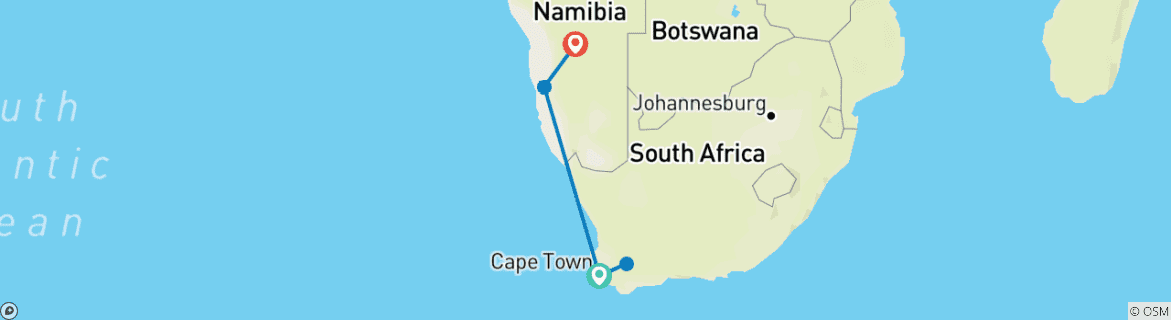 Image d'une carte montrant l'itinéraire du circuit