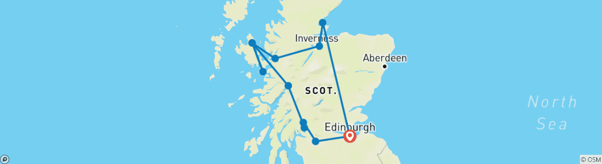 Foto van een kaart met de route van de rondreis