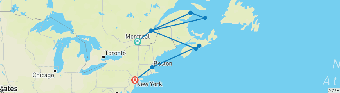 Foto van een kaart met de route van de rondreis