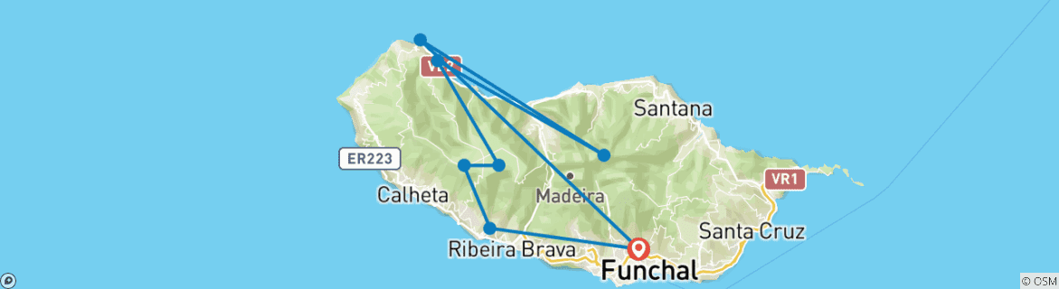 Foto van een kaart met de route van de rondreis