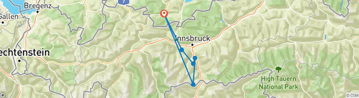 Foto van een kaart met de route van de rondreis