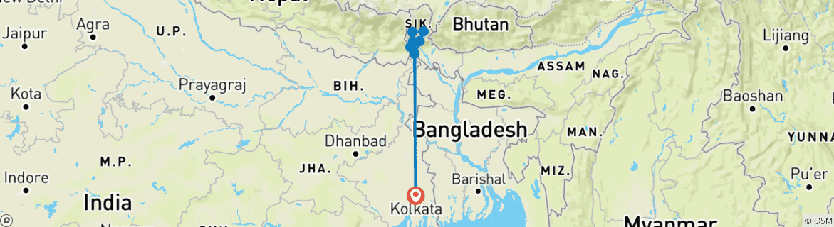 Karte mit der Reiseroute