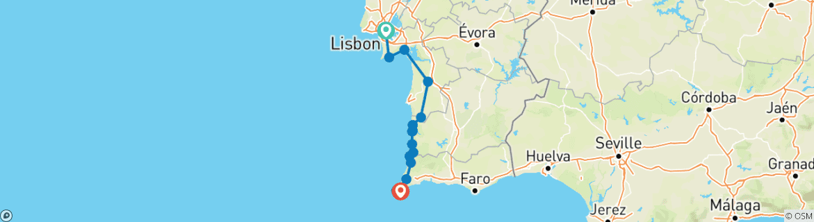 Karte mit der Reiseroute