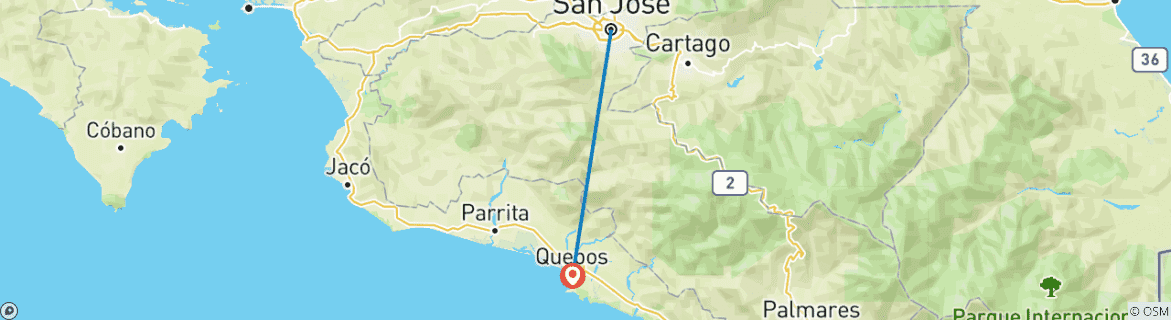 Image d'une carte montrant l'itinéraire du circuit