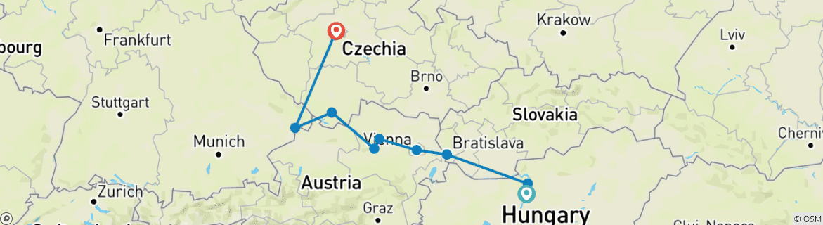 Image d'une carte montrant l'itinéraire du circuit