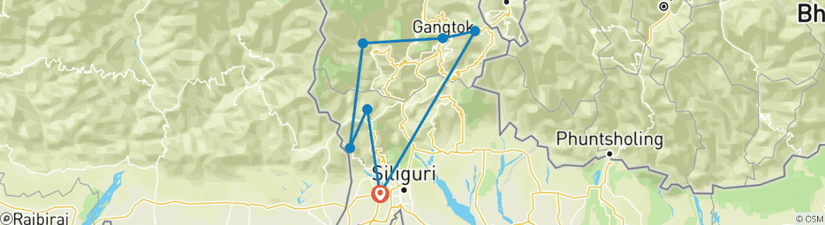 Karte mit der Reiseroute