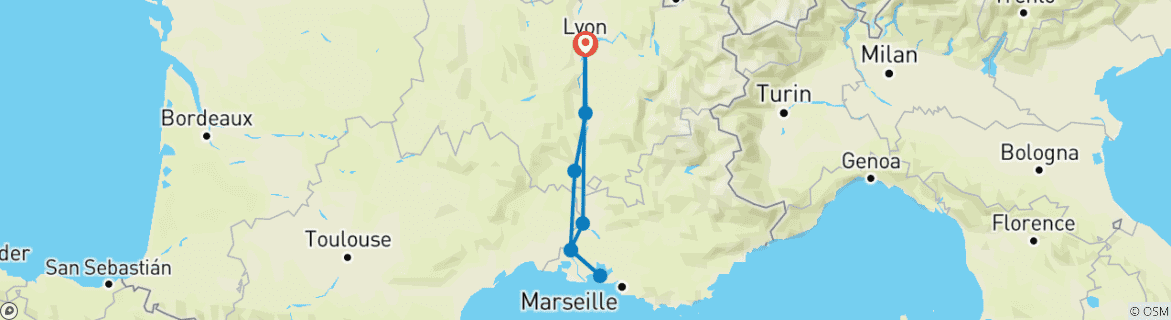 Image d'une carte montrant l'itinéraire du circuit