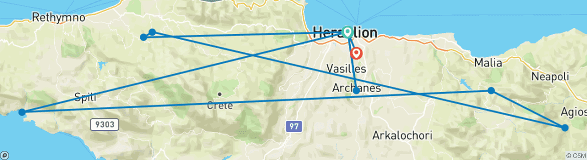 Karte mit der Reiseroute