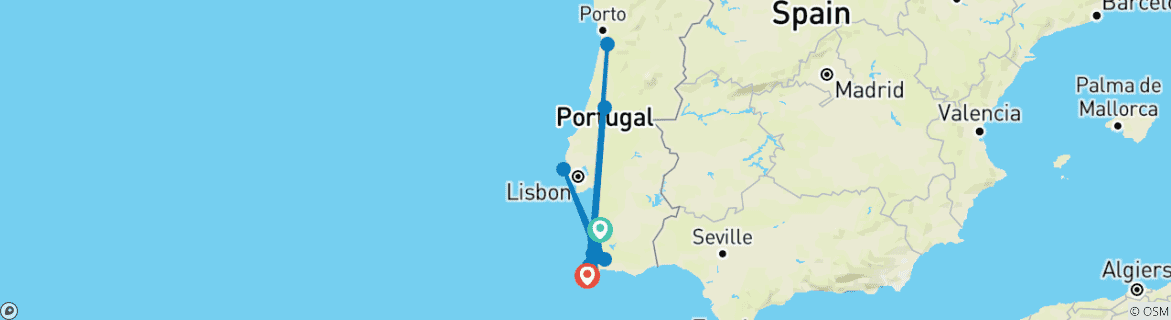 Kaart van Het beste van de Rota Vicentina (14 dagen)