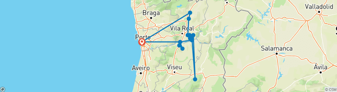 Karte mit der Reiseroute