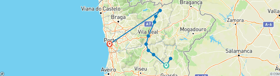 Karte mit der Reiseroute