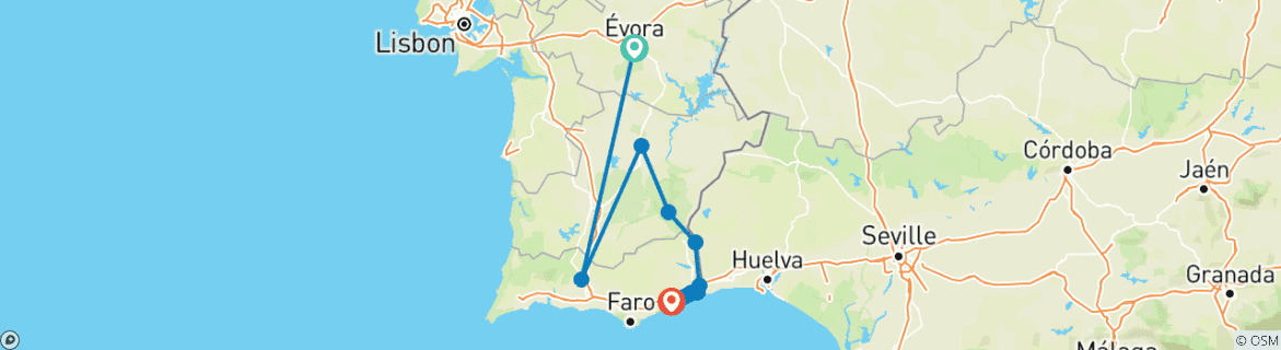 Karte mit der Reiseroute