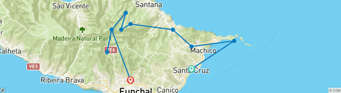 Karte mit der Reiseroute