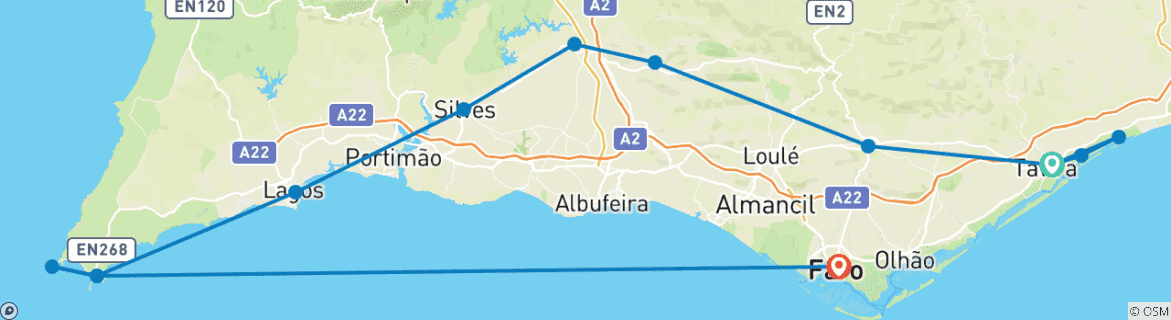 Karte mit der Reiseroute