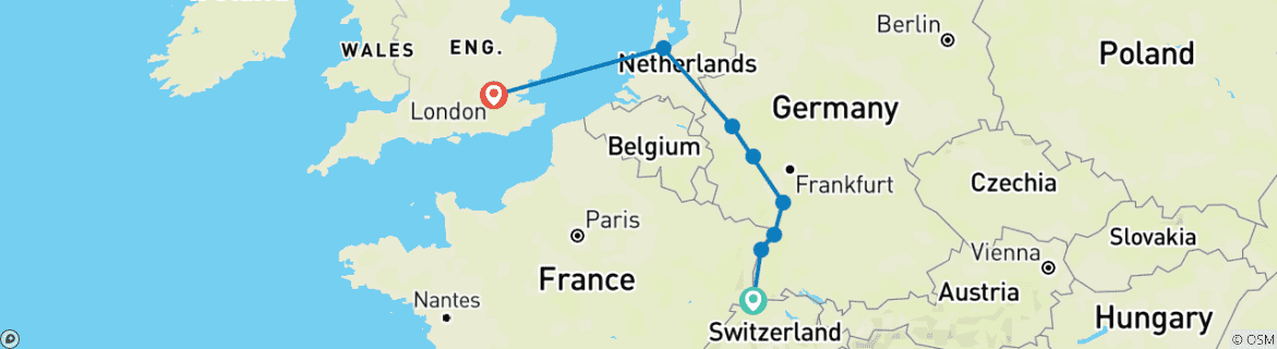 Image d'une carte montrant l'itinéraire du circuit