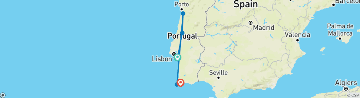 Karte mit der Reiseroute