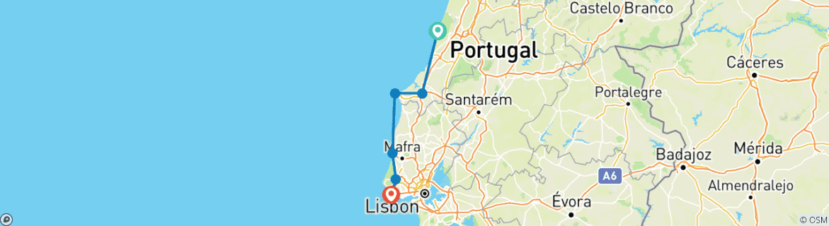 Karte mit der Reiseroute