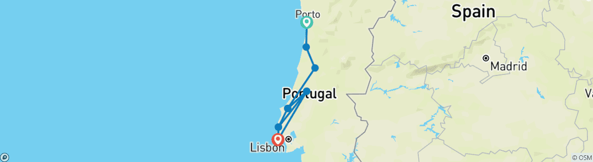 Karte mit der Reiseroute