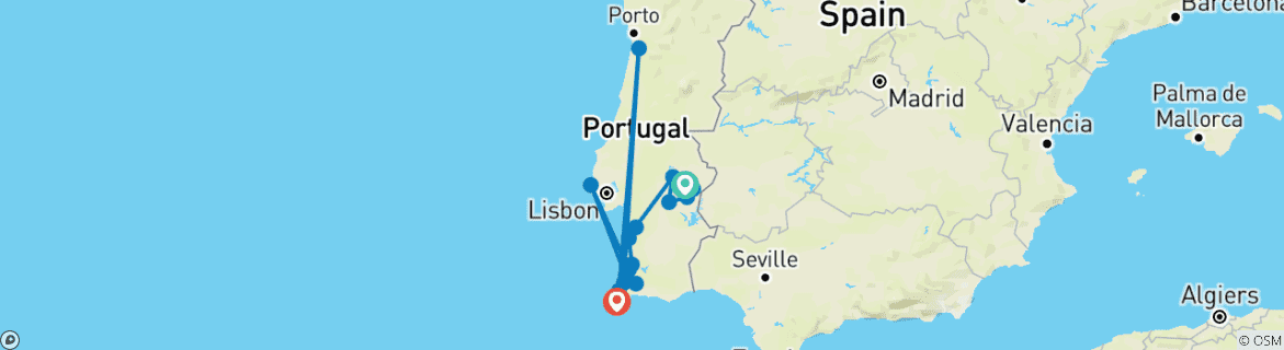 Karte mit der Reiseroute