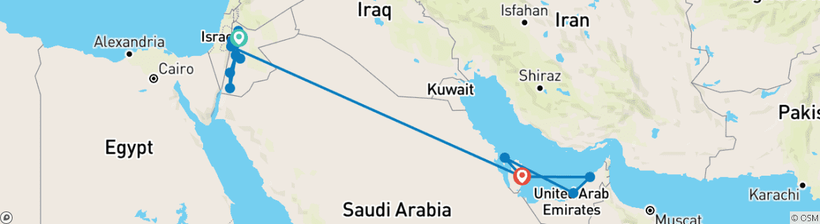 Image d'une carte montrant l'itinéraire du circuit