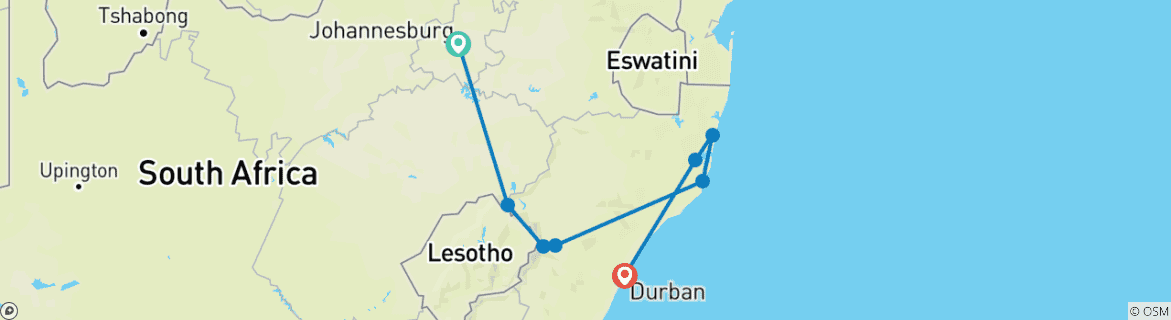 Foto van een kaart met de route van de rondreis