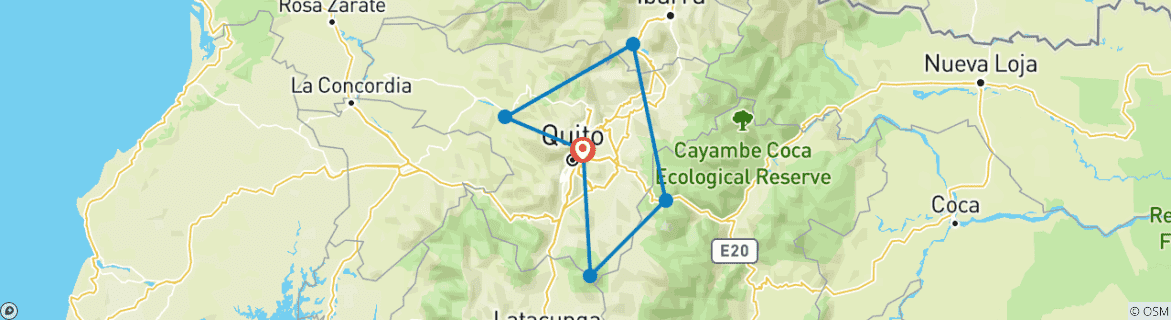 Image d'une carte montrant l'itinéraire du circuit