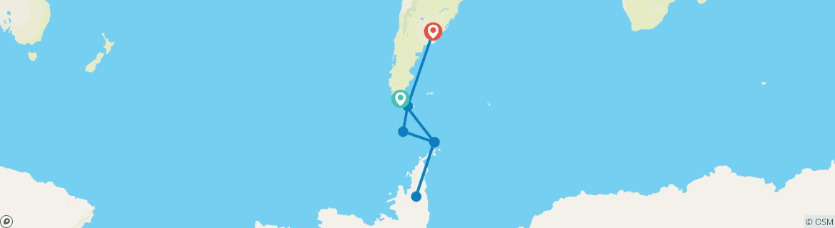 Foto van een kaart met de route van de rondreis