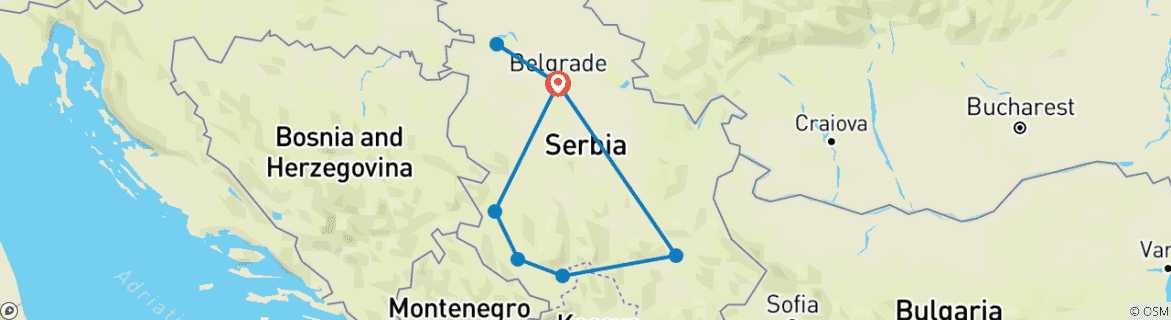 Image d'une carte montrant l'itinéraire du circuit